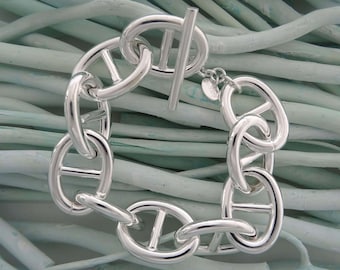 925 silver bracelet, 20 mm marine chain. T-Bar closure.