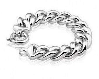 LARGE 925 silver curb bracelet 16 mm.