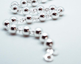 Parisian chain necklace in 925 silver. Silver spheres diameter 10 mm, length 45 cm, weight 40 grams. Made in Tuscany!