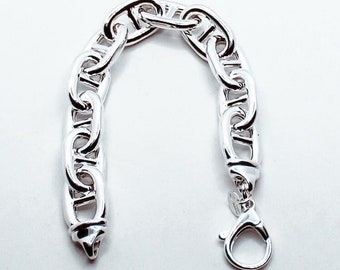 925 silver bracelet with 14 mm mariner chain.