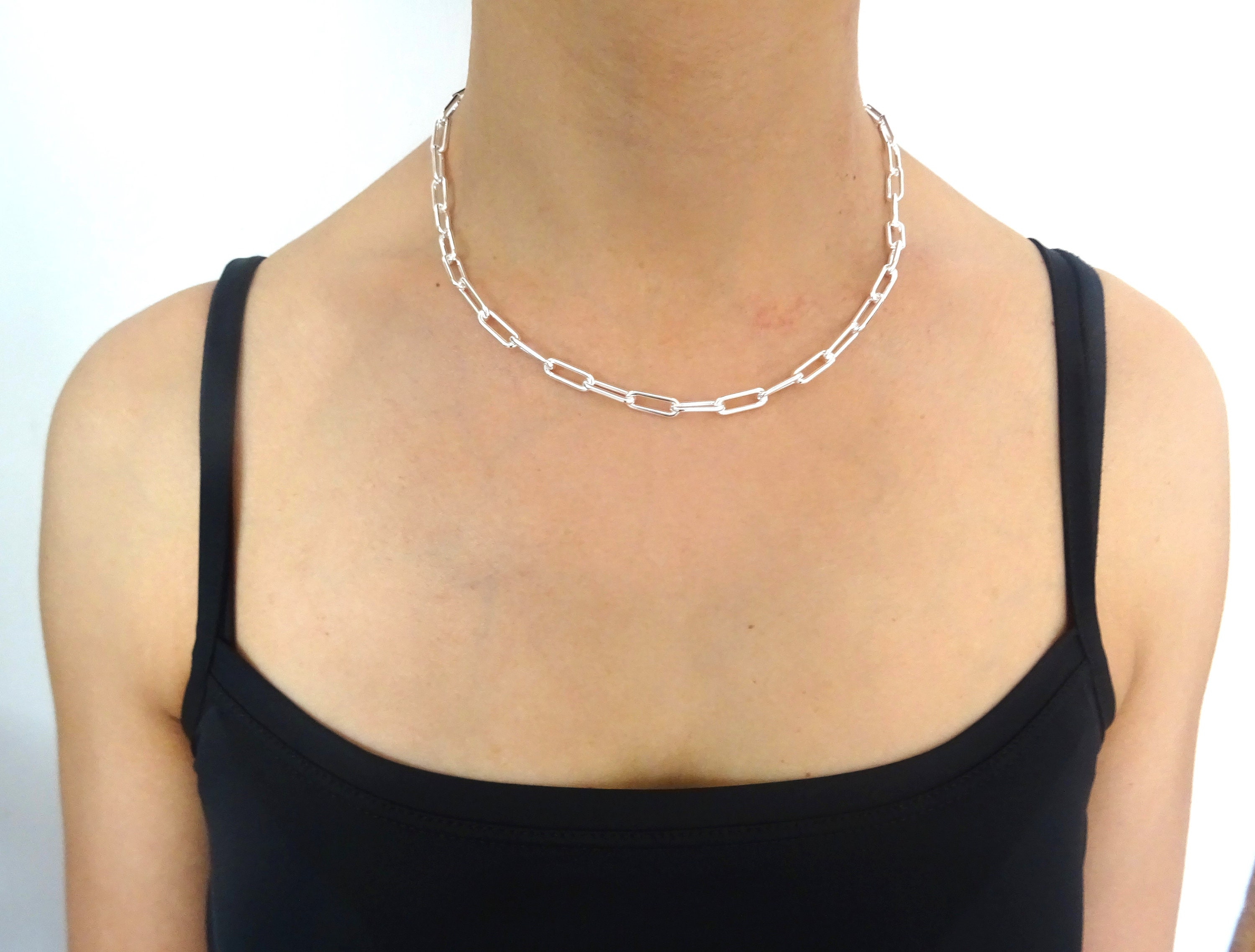 ORSA JEWELS Halskette Aus 14 Karat Vergoltem 925er Sterlingsilber, 1,8 X 4,2 Mm, Büroklammer Kette, Zierlicher Damen Basic Halsketten Schmuck SC64