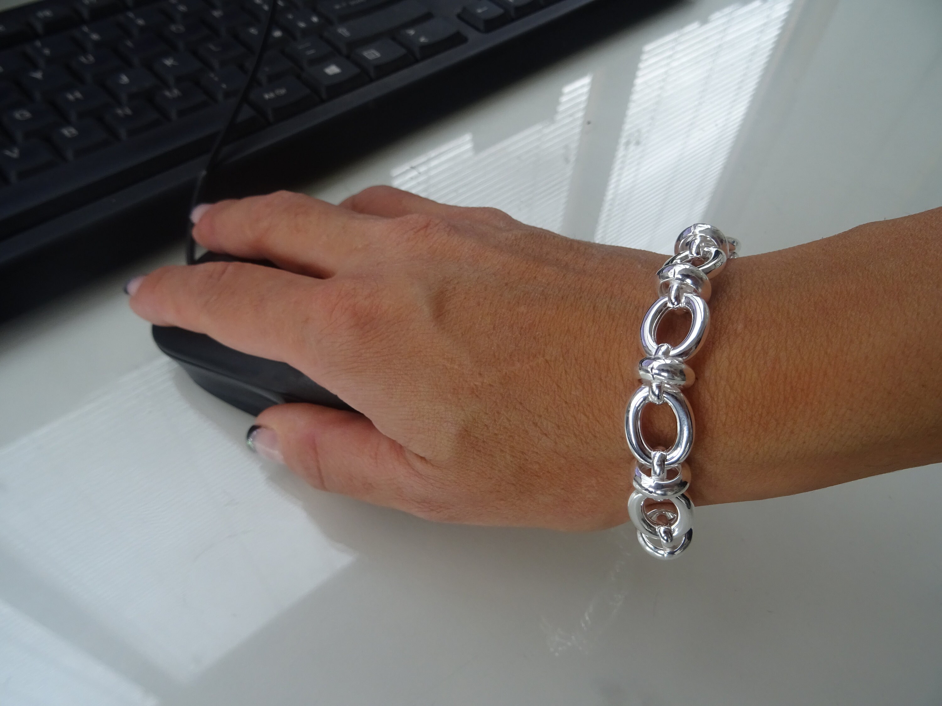 Handcrafted 925 Silver Bracelet With Oval and Round Links. Width 13 Mm. - Etsy Handcrafted 925 Silver Bracelet With Oval and Round Links. Width 13 Mm. - Etsy