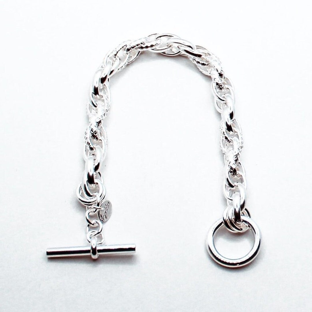 ★SENTIMENTS★ NO.598 [SILVER] WAVE TWO HOLD BALL BRACELET Zig-zag Bangle Bracelet Wave Bracelet Hook and Eye Clasp 925