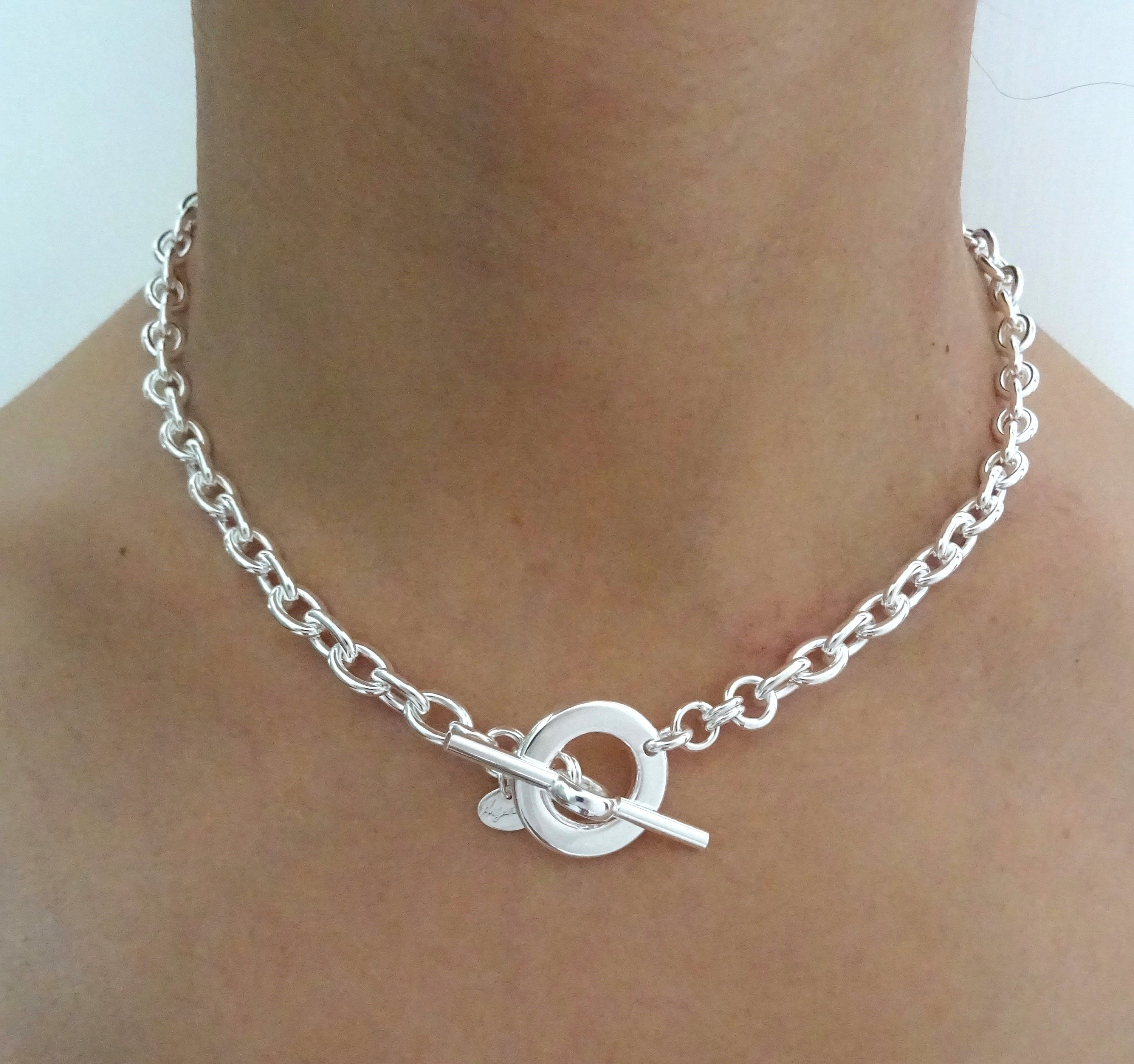 6 Mm Oval Forzatina Chain Necklace in SOLID 925 Silver. T
