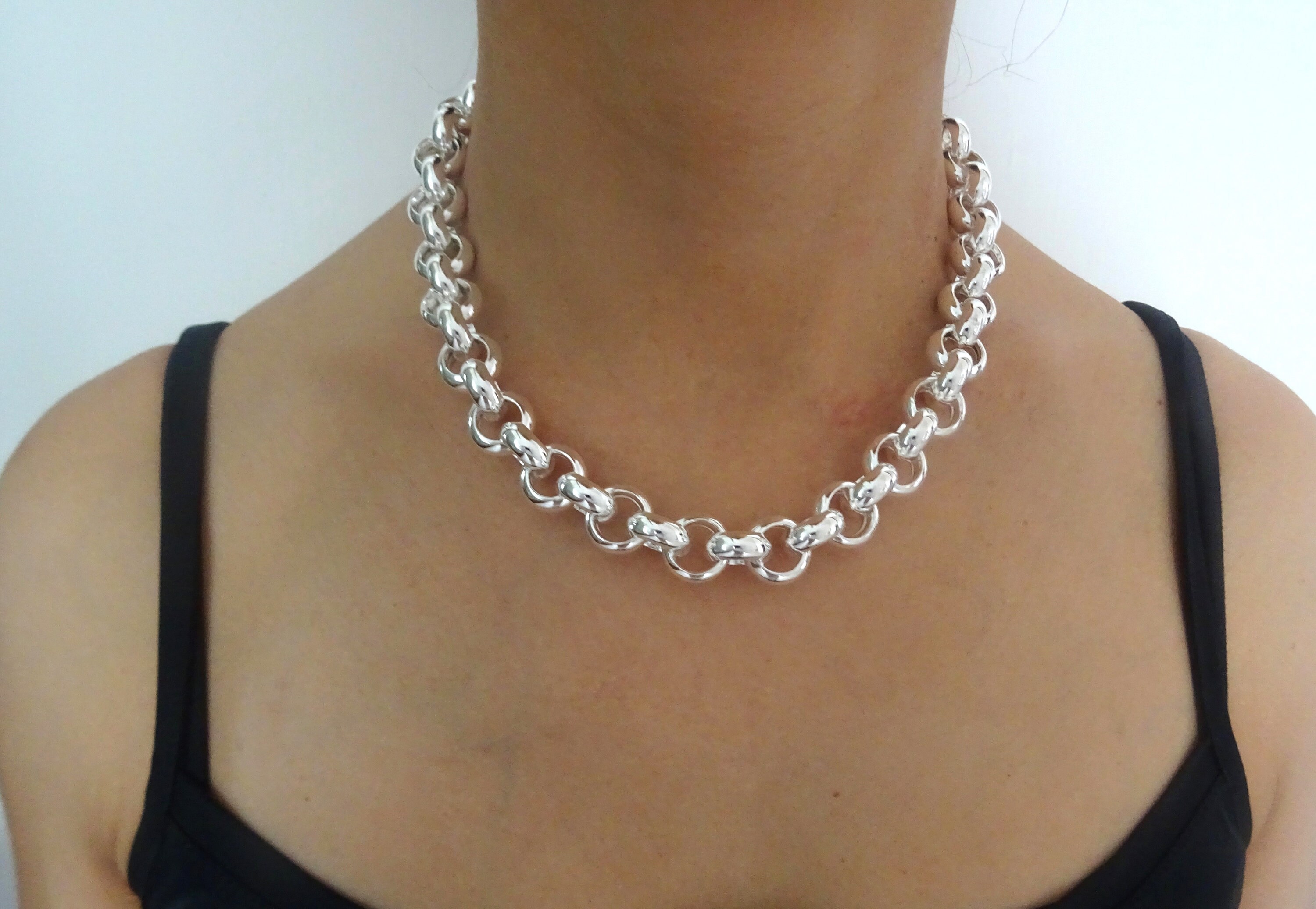 NKlaus collana 42cm catena a cavo rotonda in argento 925 collana