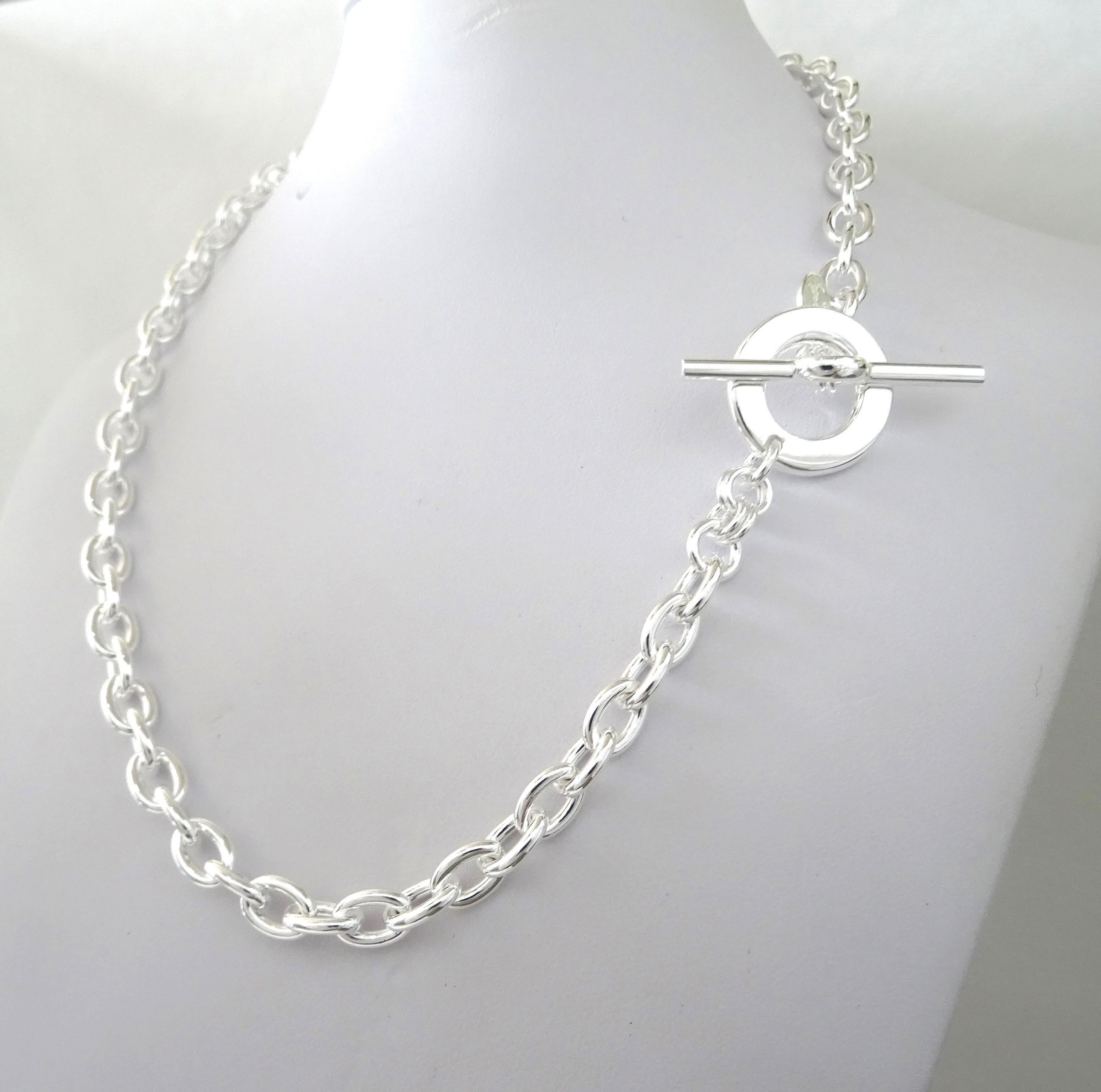 6 Mm Oval Forzatina Chain Necklace in SOLID 925 Silver. T