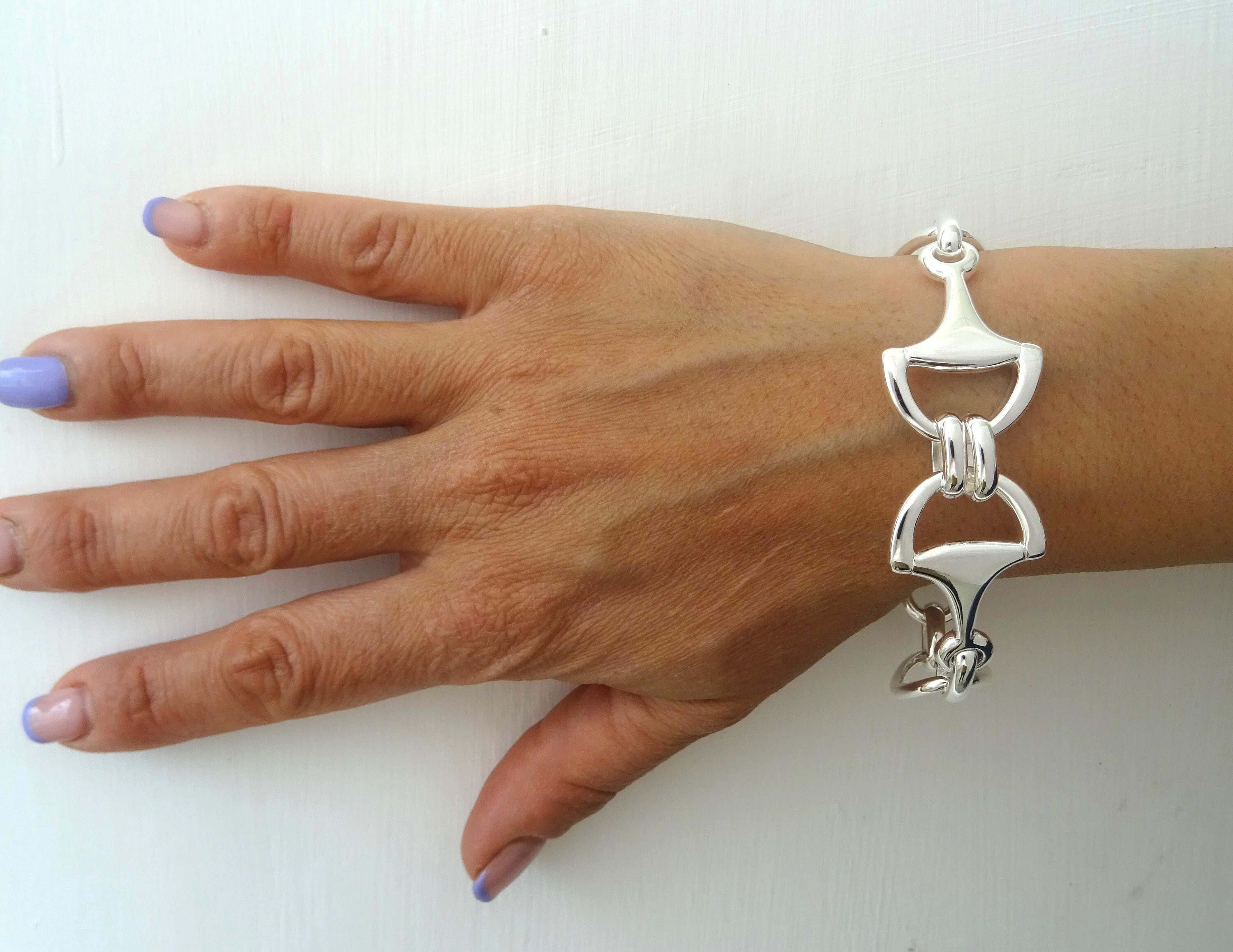 アクセサリー Italy vintage horse bit silver Bracelet Horsebit Bracelet in 925 Silver. Made in Italy. - Etsy
