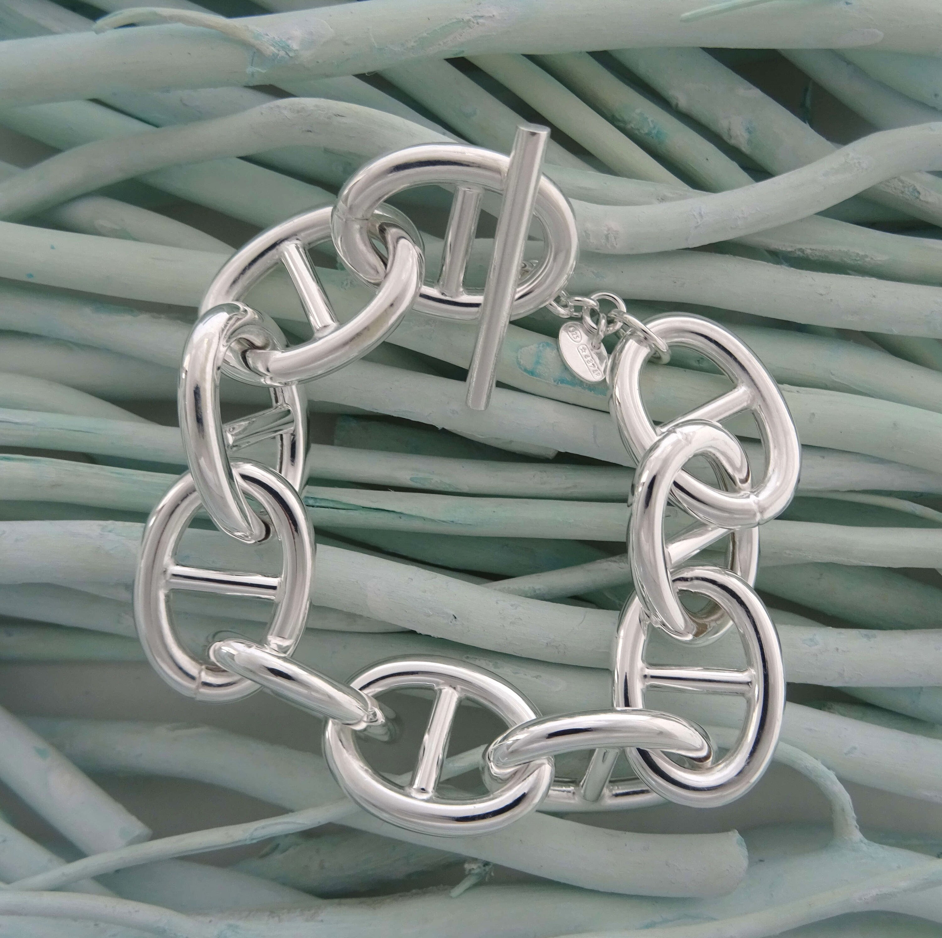 925 Silver Bracelet, 20 Mm Marine Chain. T-bar Closure. - Etsy 925 Silver Bracelet, 20 Mm Marine Chain. T-bar Closure. - Etsy