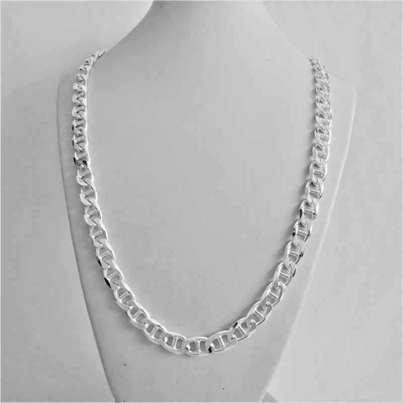67 GRAMS. Men's Flat Marina Chain Necklace in Solid 925 Silver