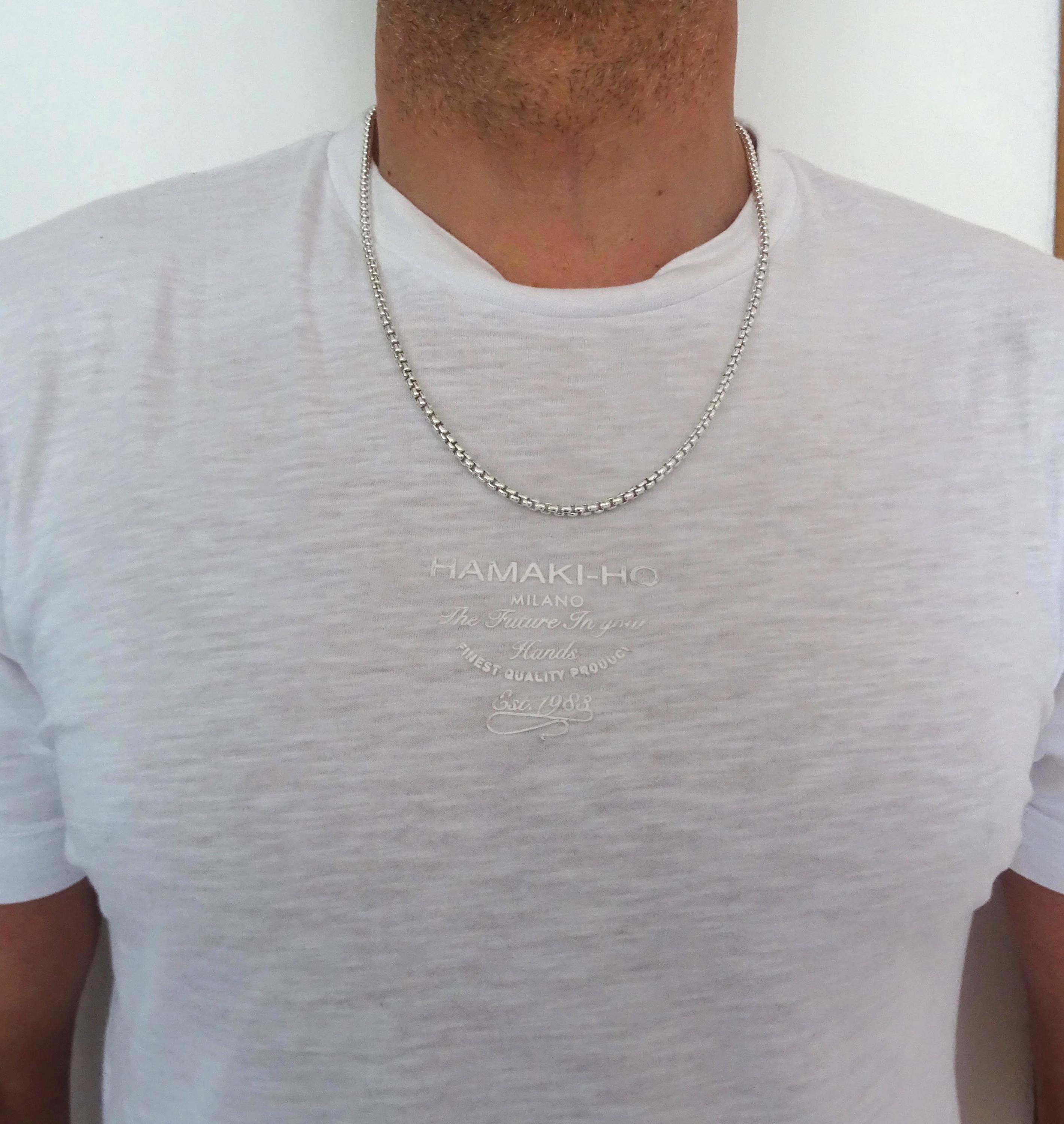 Round Venetian Chain Necklace in Solid 925 Silver. Width: 3.8 Mm 