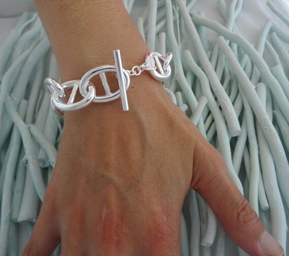 925 Silver Bracelet, 20 Mm Marine Chain. T-bar Closure. - Etsy 925 Silver Bracelet, 20 Mm Marine Chain. T-bar Closure. - Etsy