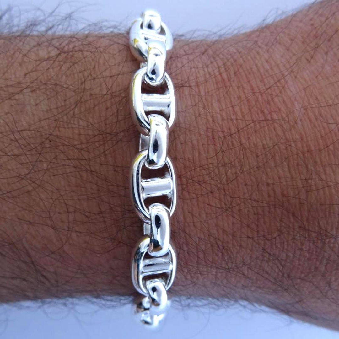 PLANETYS - Bracciale Argento Sterling 925 Rodiato Modello Singapore Larghezza: 2 mm