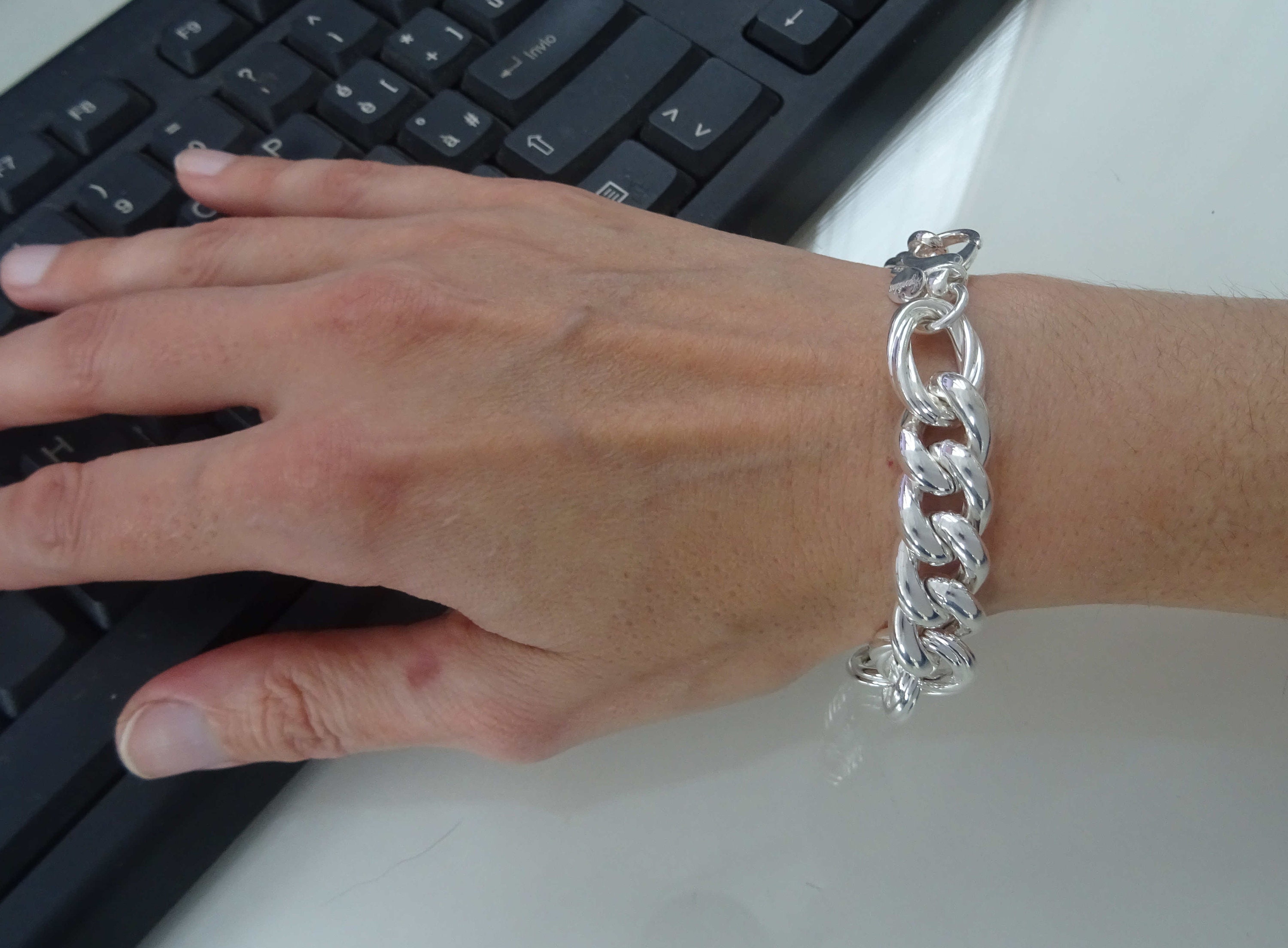 BRACELET CHAINE GOURMETTE or rose doublé ou plaqué bijoux cadeau homme femme EUR 54,95 - FR