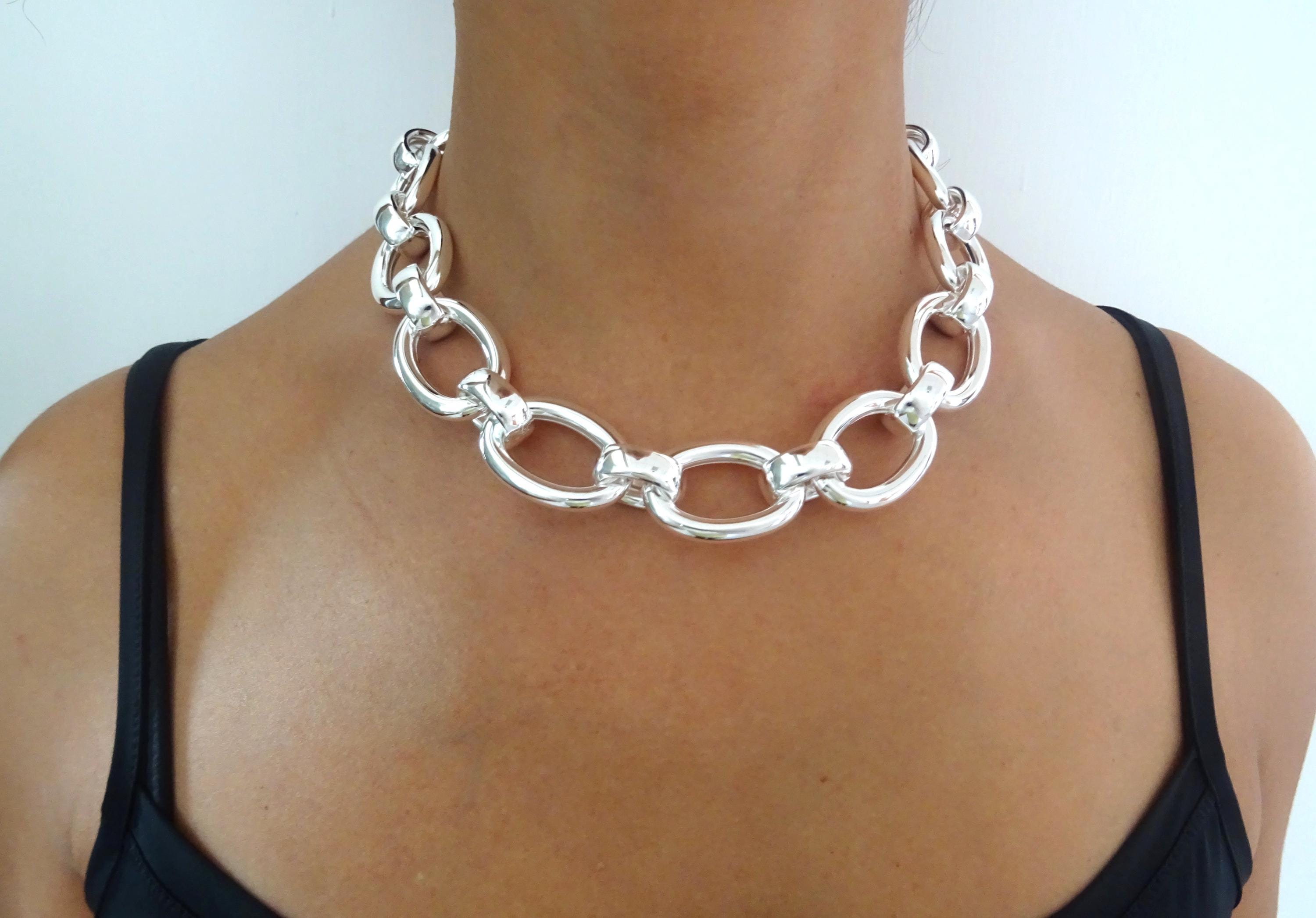 LARGE 925 Silver Women's Chain Oval Links 20 X 30 Mm. Weight LARGE 925 Silver Women's Chain Oval Links 20 X 30 Mm. Weight