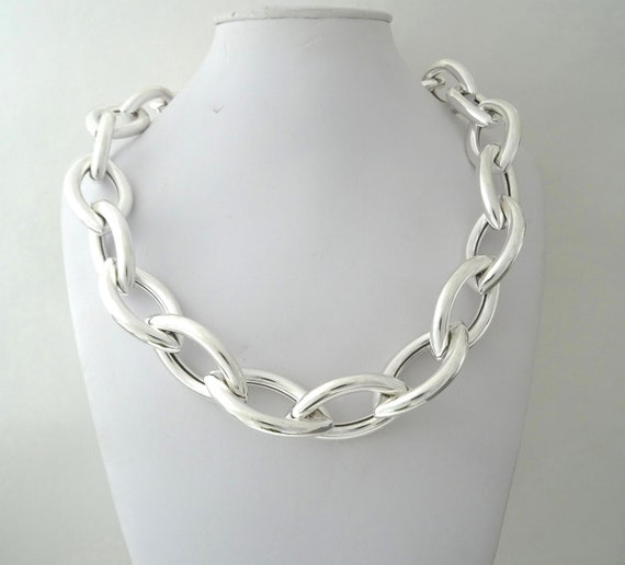 Grand Collier Chaîne Argent Métal – Longueur 142 Cm Avec 2 Mousquetons