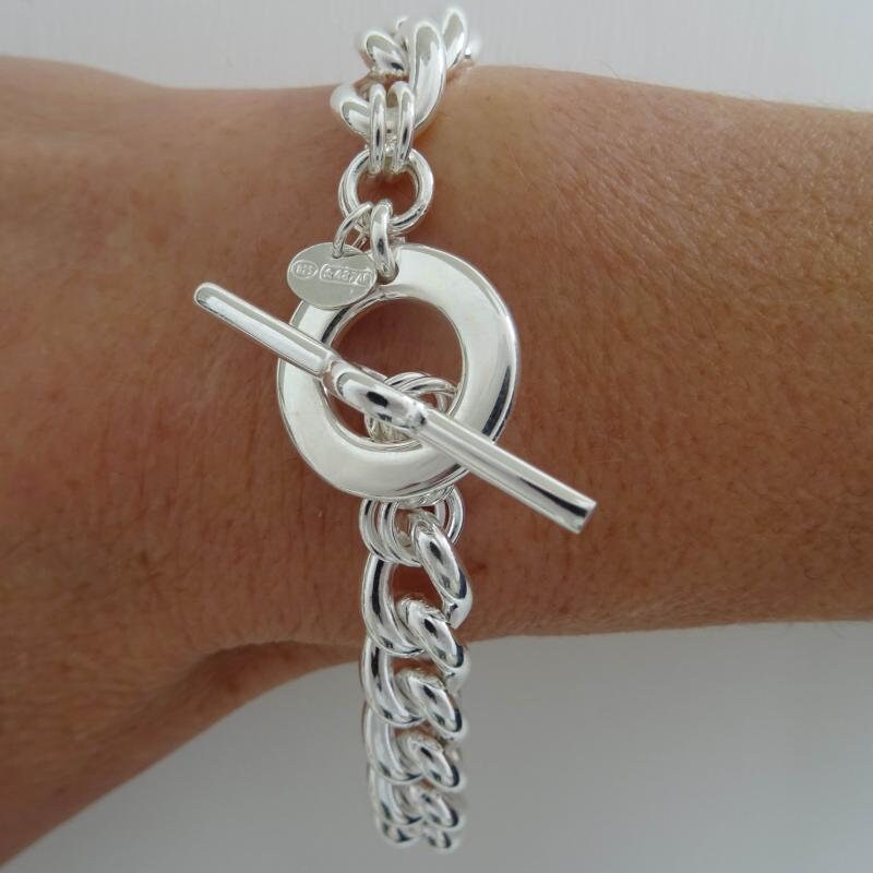 Solid 925 Silver Bracelet 55 Grams. 10 Mm Lump Mesh With Solid 925 Silver Bracelet 55 Grams. 10 Mm Lump Mesh With