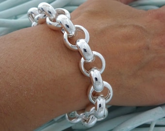925 silver bracelet with 14 mm round rolo.