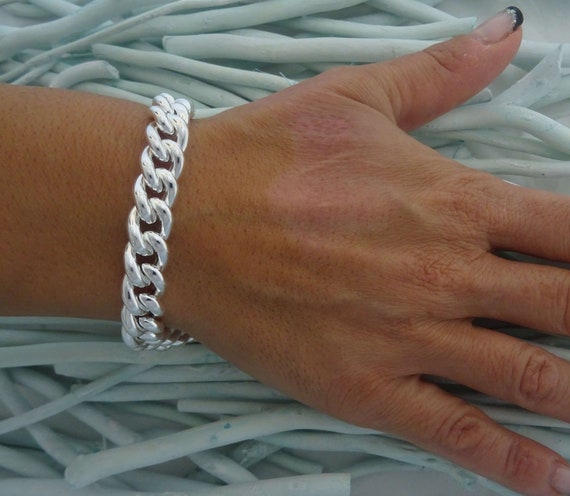 925 Silver Curb Bracelet 10 Mm. - Etsy