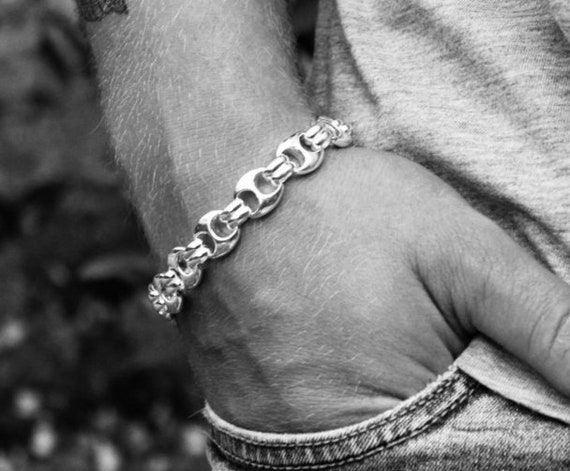 Bracciale maglia marina puntinata in argento - Laboratorio Miccini