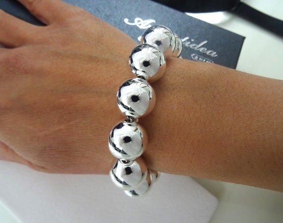 Bracciale Con Sfere In Argento 925 Regolabile | Gioiello Made In Italy Unisex Con Palline | Ipoallergenico - 2