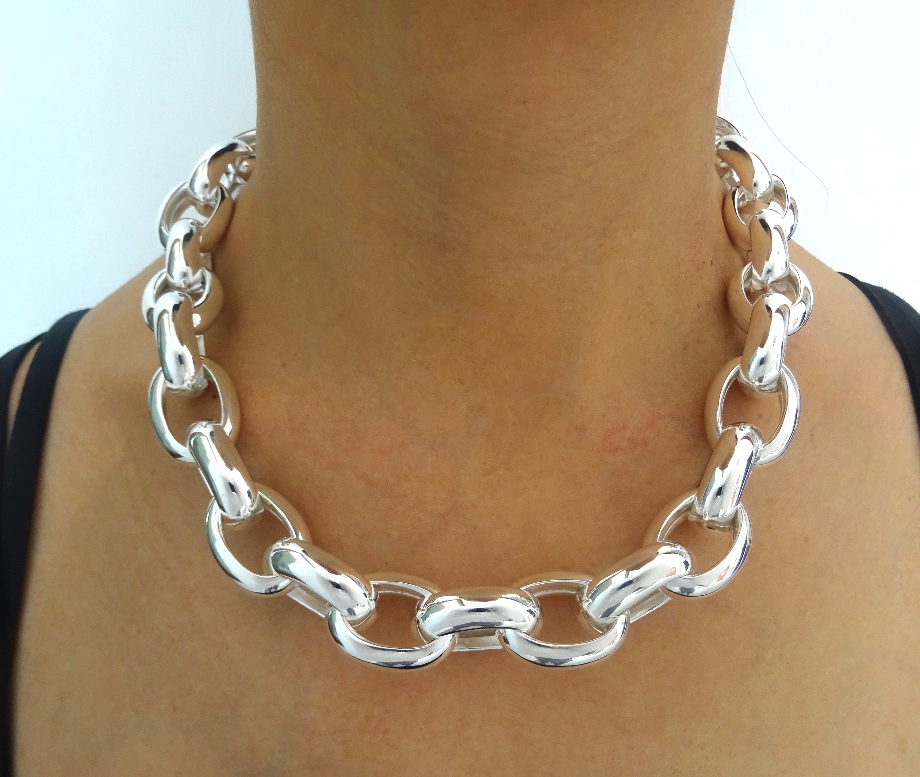 Catena In Argento Sterling 925, Collana - Cavo Piatto Ovale - Finito Collana Per Ciondolo, Ready To Wear - 26 Pollici (1 Pc)-codice: 601043-26 - Italia - Foto 6