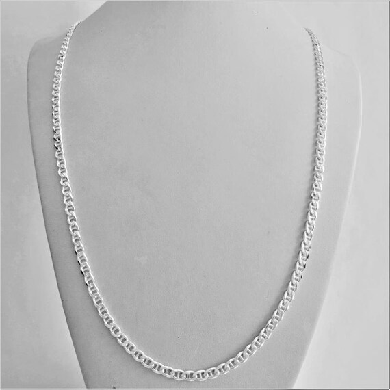 16 Men's Necklace Flat Marina Chain in Solid 925 Silver