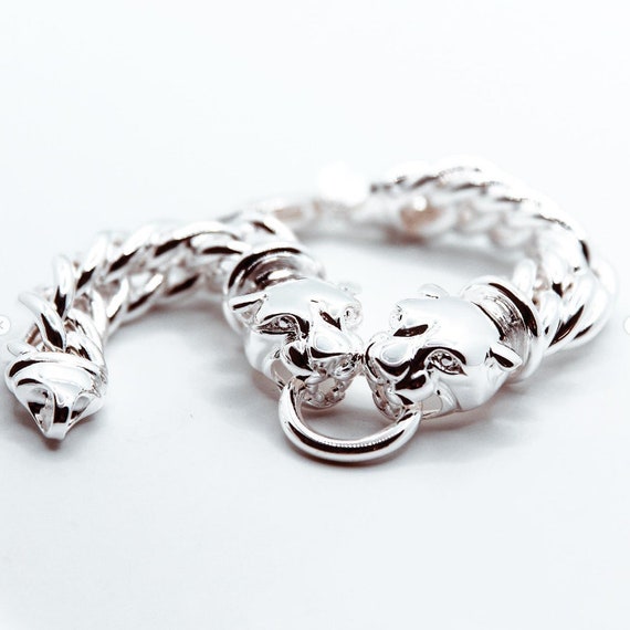 925 Silver Bracelet With Double Panther. - Etsy