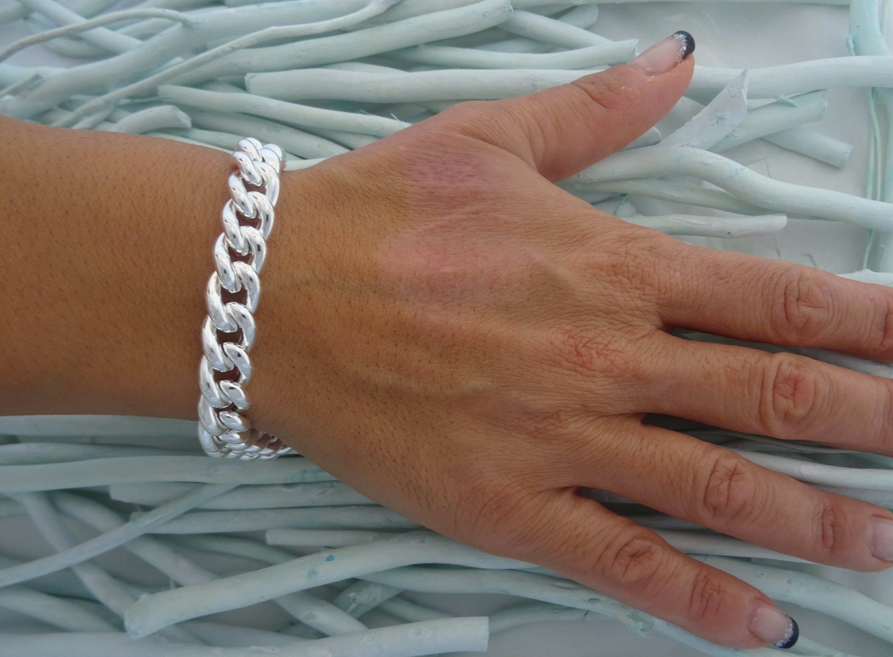 925 Silver Curb Bracelet 10 Mm. - Etsy