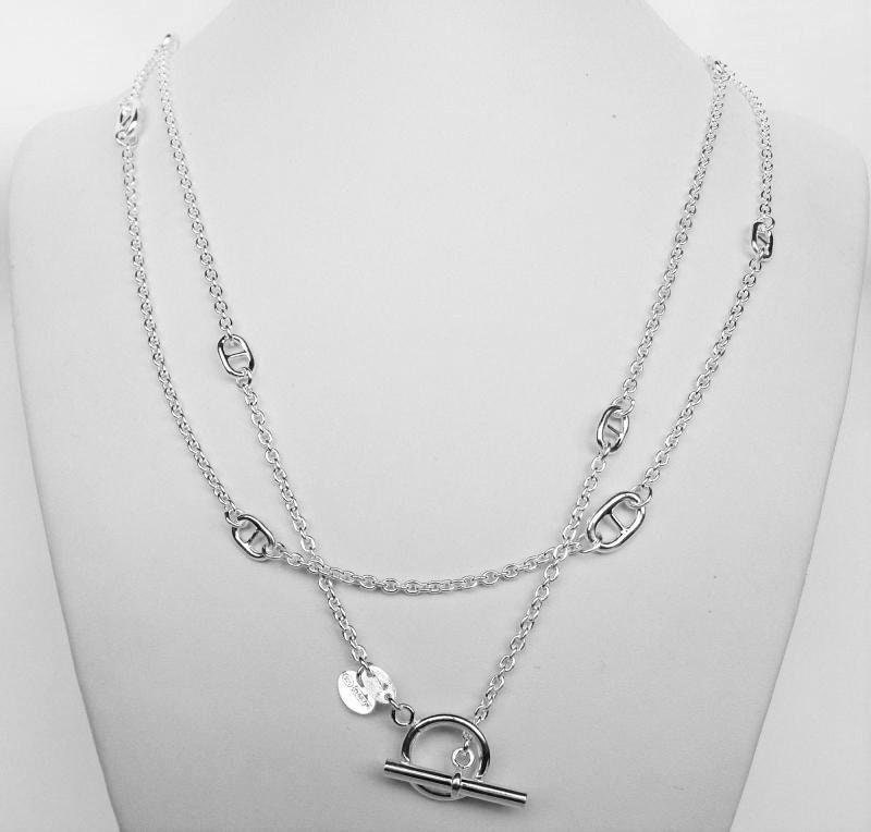 925 silver necklace, length 142 cm, alternating marine chain. T-bar closure. SMALL VERSION 35 GRAMS.