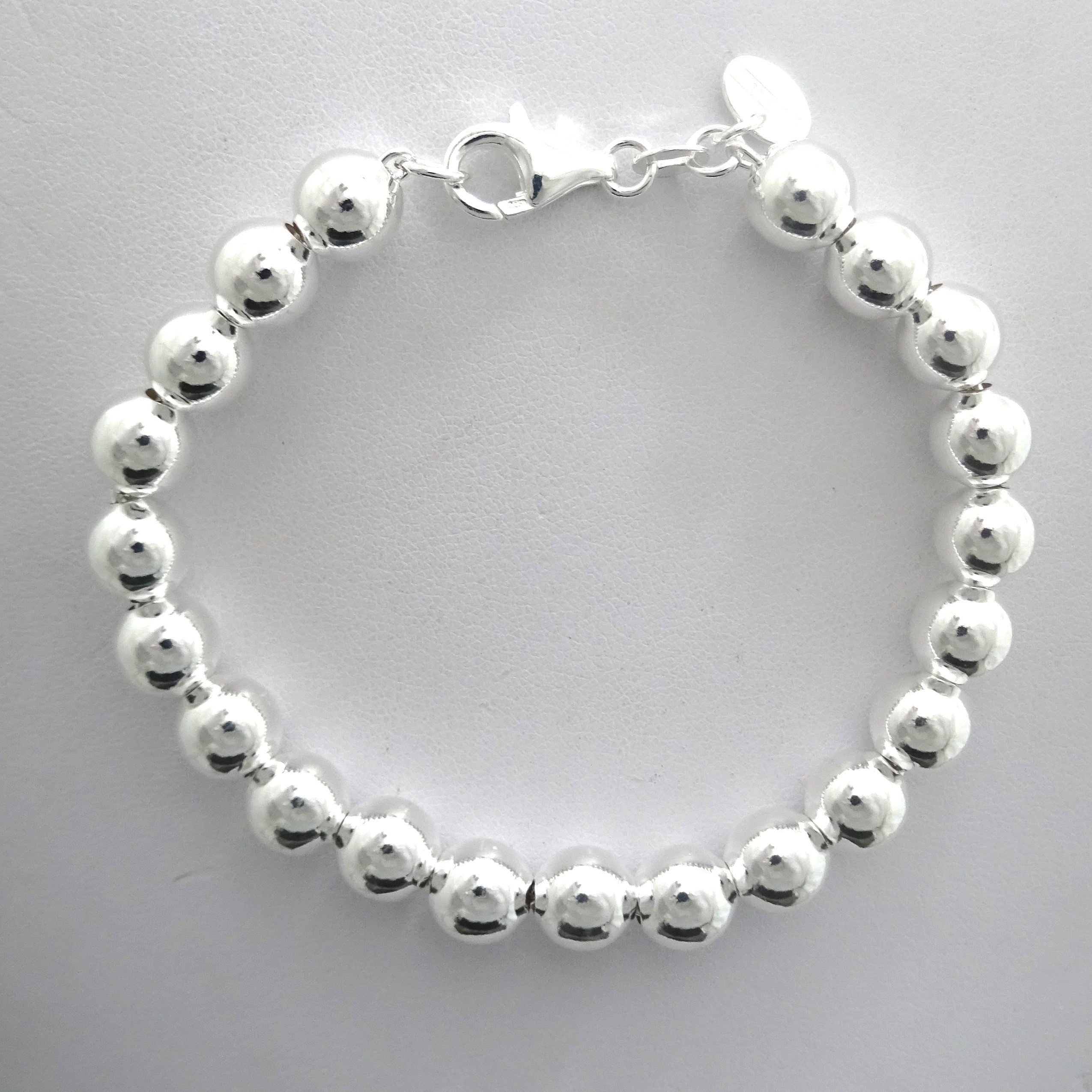 8mm Ball Bracelet in 925 Silver. - Etsy