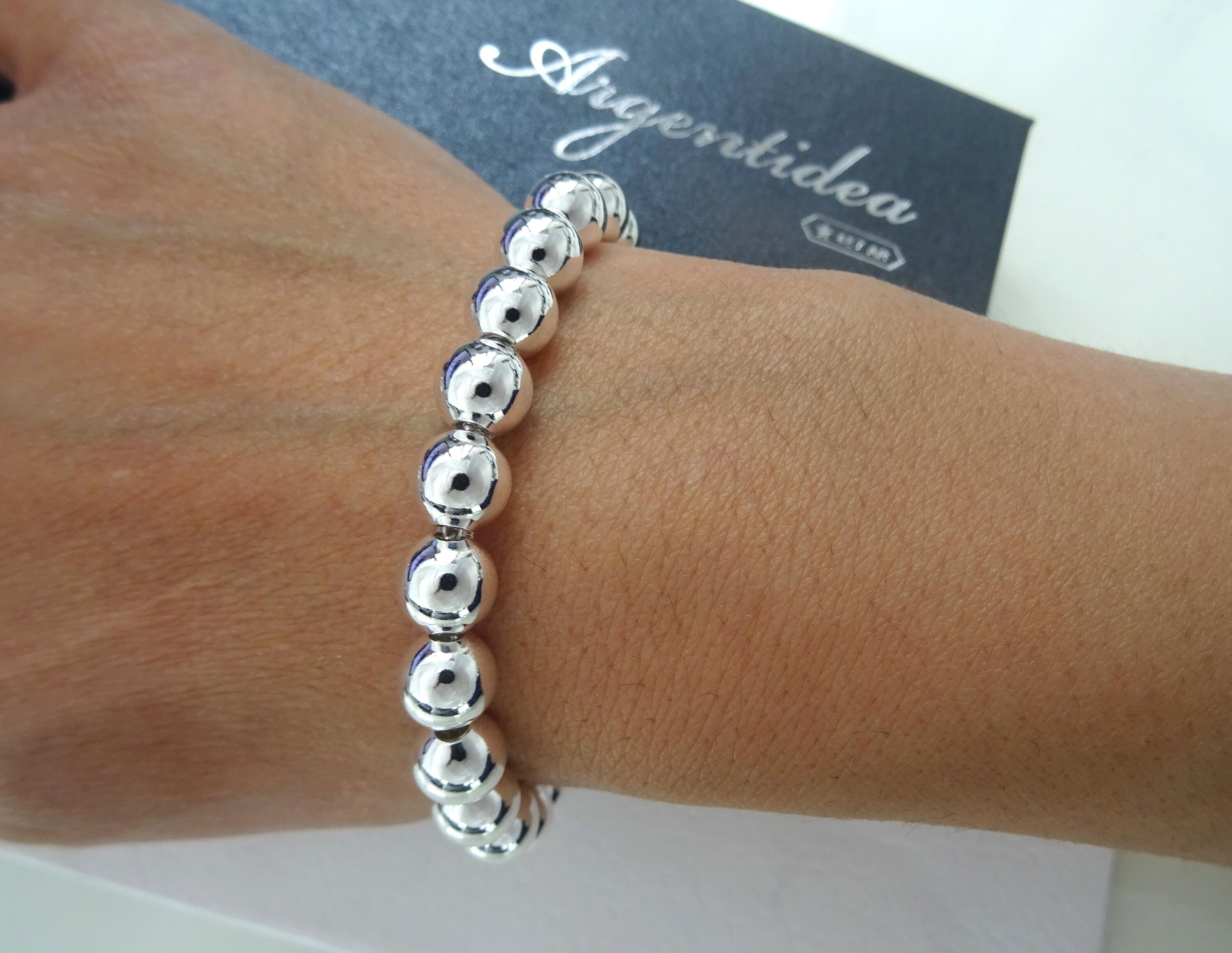 8mm Ball Bracelet in 925 Silver. - Etsy 8mm Ball Bracelet in 925 Silver. - Etsy