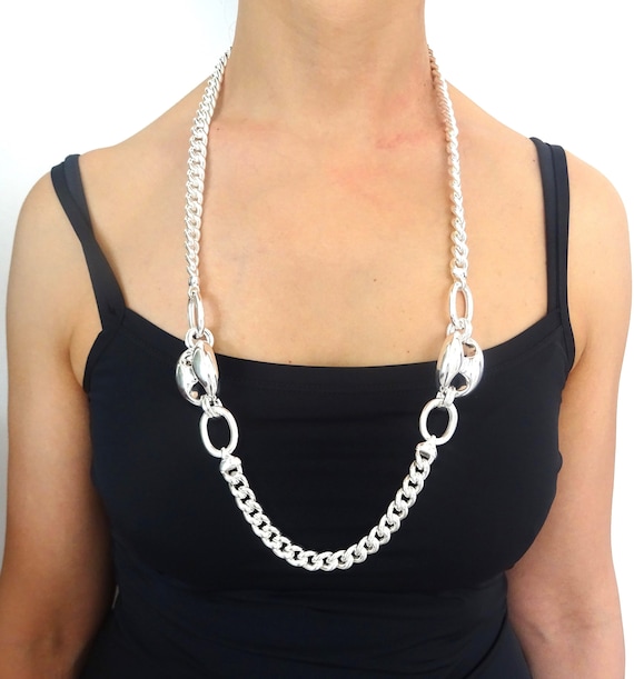 Chaîne En Argent Massif – Maille Marine – Longueur 45,5 Cm – Élégante Et Intemporelle
