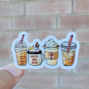 Coffee and Jesus sticker Jesus Sticker Coffee Lover Sticker Christian Sticker Faith Based Sticker