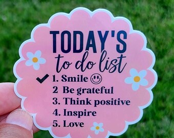 Today's to do List sticker, Motivational sticker, Checklist sticker, Inspirational sticker, Sticker, Gift for her