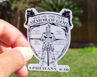 Put on the Full Armor of God sticker, Bible Sticker, Religious Sticker, Inspirational Sticker, Bible Verse Sticker, Gift for Christian, Gift