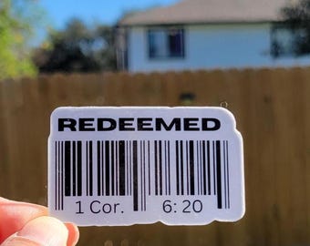 Redeemed Sticker, Biblical Sticker, Religious Sticker, Christian Sticker, Bible Verse Sticker, Gift for Christian