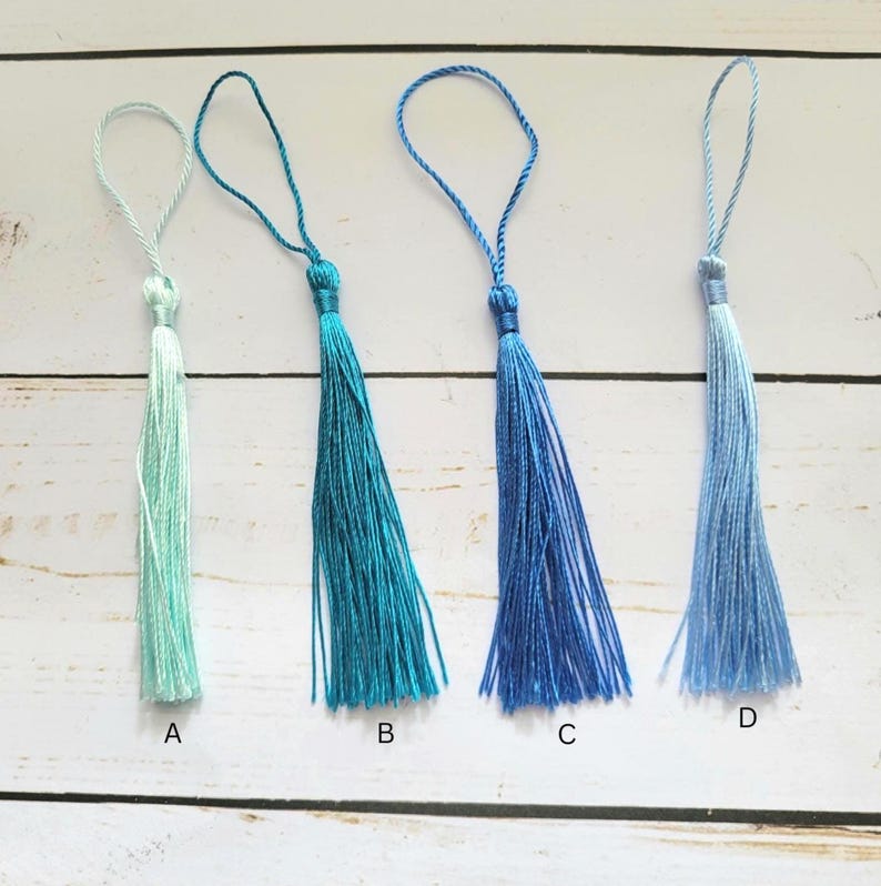 Bookmark Tassels, Silky Floss Soft Mini Tassels with loops 35 different colors to choose from. image 2