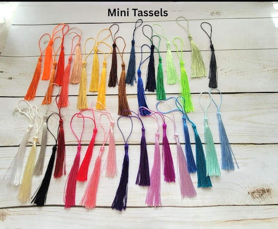 Bookmark Tassels, Silky Floss Soft Mini Tassels with loops 35 different colors to choose from.