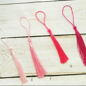 Bookmark Tassels, Silky Floss Soft Mini Tassels with loops 35 different colors to choose from. image 3