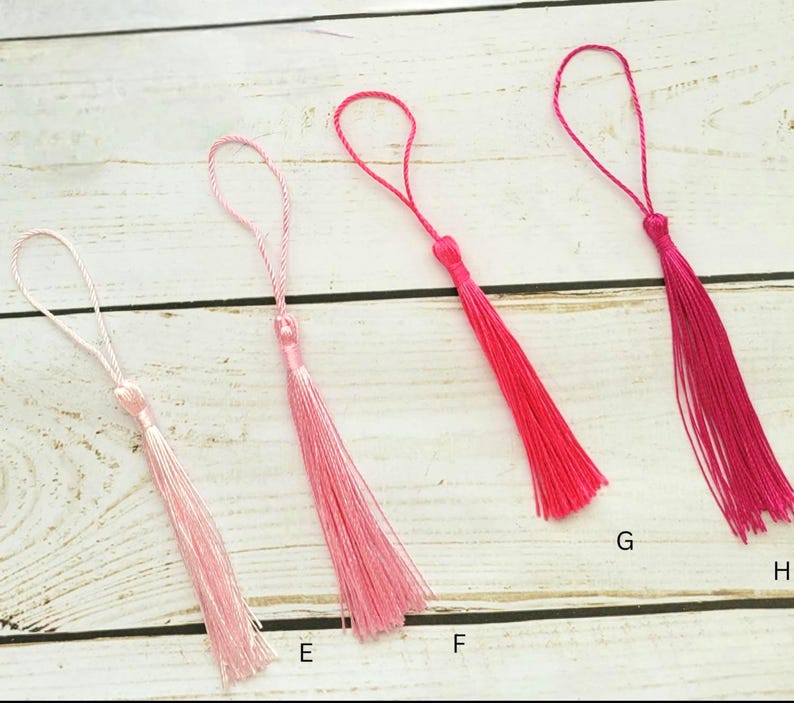 Bookmark Tassels, Silky Floss Soft Mini Tassels with loops 35 different colors to choose from. image 3