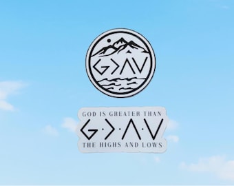 God is Greater Than the Highs and Lows sticker, Christian sticker, Faith sticker, Bible Quote sticker, Religious sticker