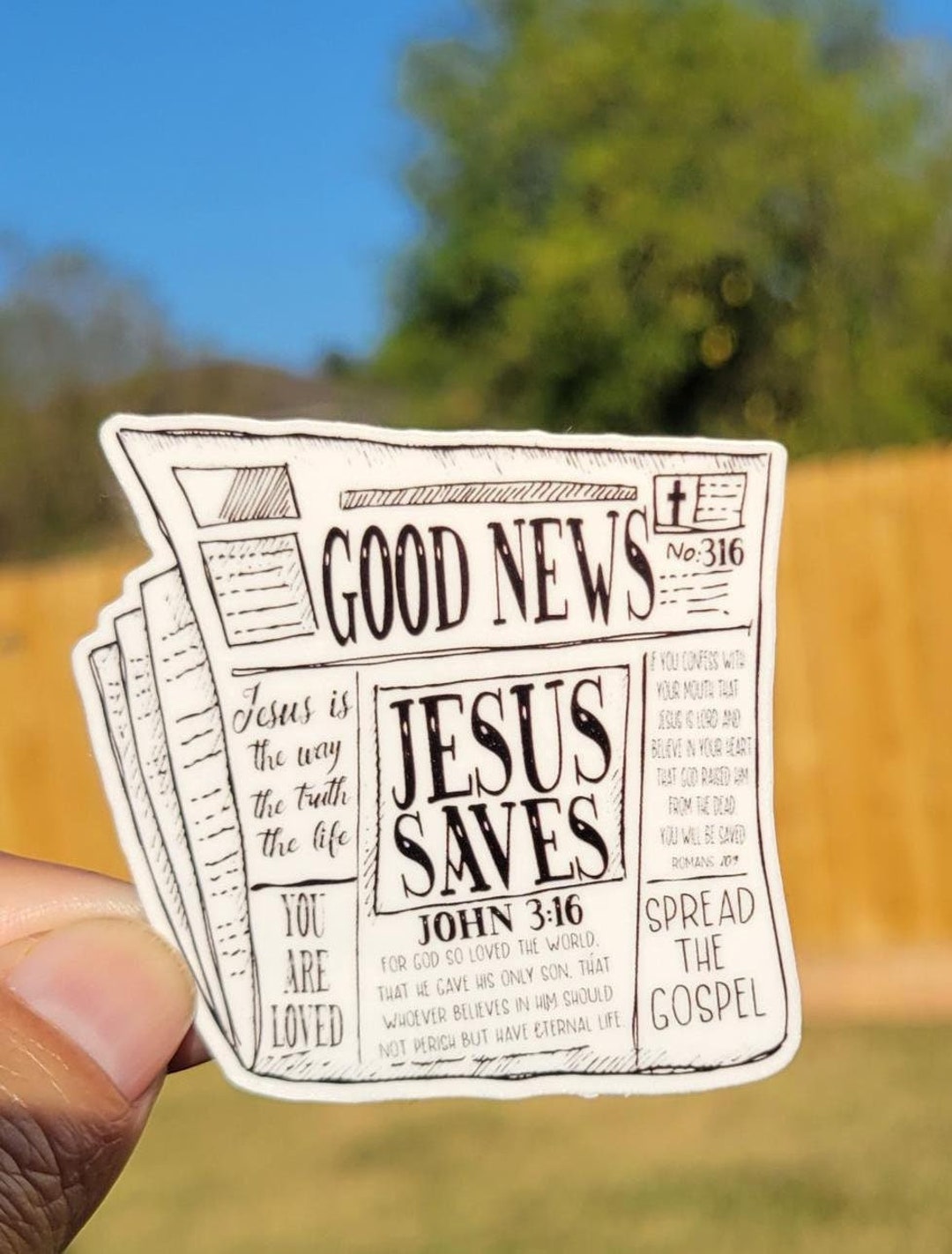 Good News Jesus Saves Sticker, John 3:16 Sticker, Jesus Sticker, Faith ...