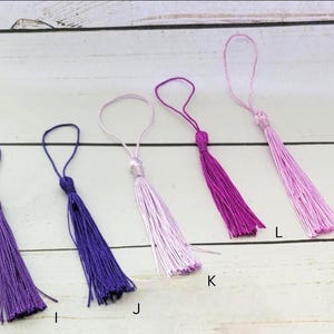 Bookmark Tassels, Silky Floss Soft Mini Tassels with loops 35 different colors to choose from. image 4