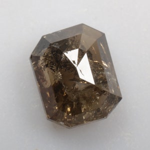 1.06 CT 6.4 x 5.2 MM 天然ソルトアンドペッパーエメラルドカットダイヤモンド、ルースファンシーカラーダイヤモンド、パーソナライズされた婚約ギフトリング G347