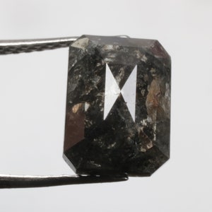 1.89 CT 8.5 x 6.2 MM 天然ソルトアンドペッパーエメラルドカットダイヤモンド、パーソナライズされたギフトリング用ルースブラックカラーダイヤモンド G302