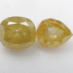 1.69 CT 5.8 X 5.3 MM to 5.9 X 4.8 MM | Natural Loose Diamond | Pear/Cushion cut Diamond | Yellow color Diamond | Rustic Diamond | 2pcs G712