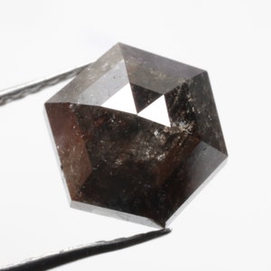1.76 CT 7.6 X 6.7 MM Salt and Pepper Hexagon cut Natural Diamond, Loose Black color Diamond for Personalized Handmade Hexagon Ring Gift