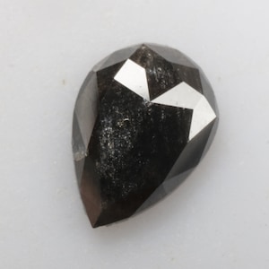 0.93 CT 8.4 X 6.0 MM Pear cut Diamond, Natural Loose Pear Shape Rosecut Diamond, Black color Pear For Salt and Pepper Diamond Ring G445