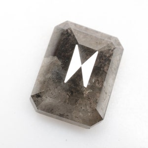 2.29 CT 9.0 X 6.9 MM 天然ソルトアンドペッパーエメラルドカットダイヤモンド、ルースブラックカラーダイヤモンド、パーソナライズジュエリーギフトリング用