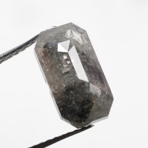 1.84 CT 9.6 x 5.3 MM 天然ルースエメラルドカットダイヤモンド、パーソナライズされたハンドメイドエメラルドカットリングギフト用のルースブラックグレーカラーダイヤモンド